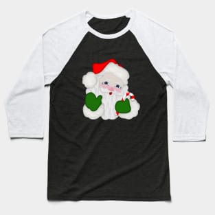 Vintage Waving Santa With Candy Cane Baseball T-Shirt